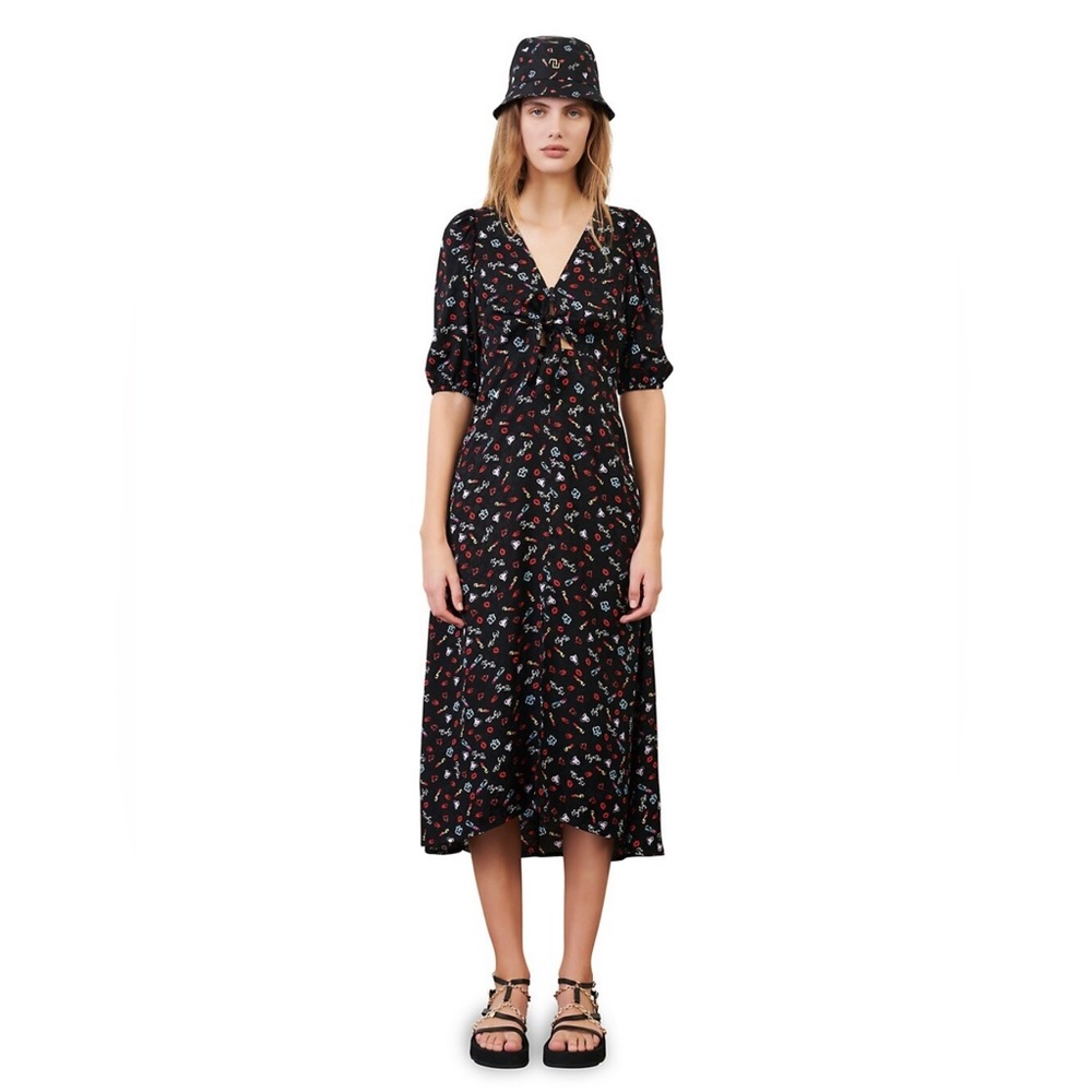 Maje Printed Jacquard Midi Dress